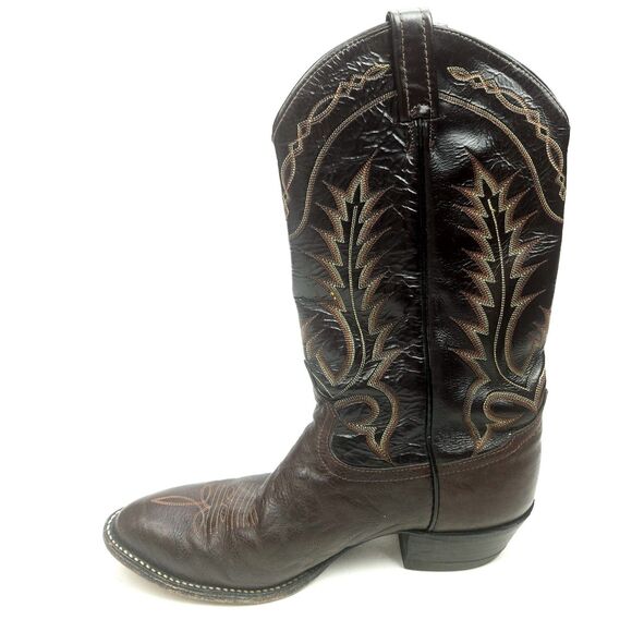 Vintage Tony Lama 6703 Men\'s 10 D Cowboy Western Boots Brown Black Leather main image 8